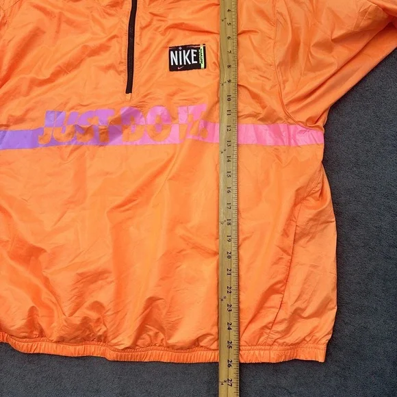 nike windbreaker jacket wome's size 1X JUST DO IT orange pullover lightweight - Picture 9 of 12